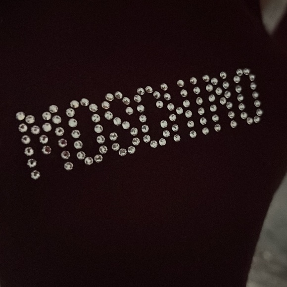 Moschino scarf Swarovski rhinestone crystal diamonds wine red Burgundy purple - Picture 4 of 7